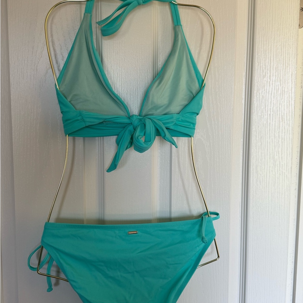 Vibrant Turquoise Halter Bikini Set - Picture 2 of 2